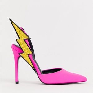 ⚡️💖 ASOS Lightening Strike Hott PINK sling back PUMPS!